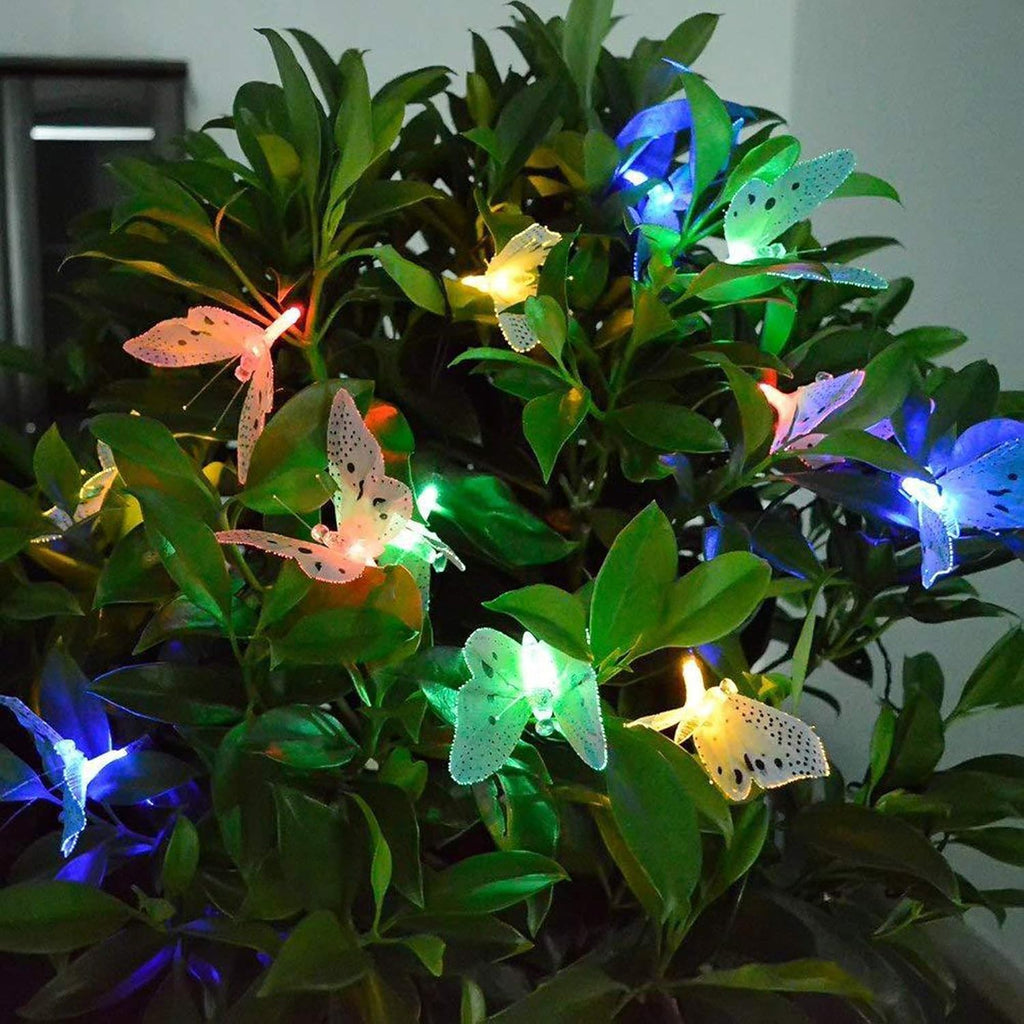 Solar Light String Outdoor 11.9Ft Fiber Optic Butterfly Fairy Solar Lights, Waterproof Butterfly Led Lights with 12 Led for Garden Yard Lawn Decor Patio Party Club