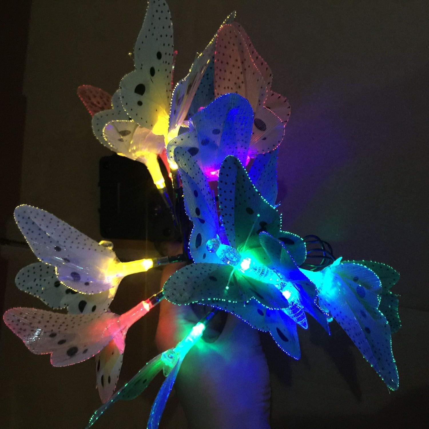 Solar Light String Outdoor 11.9Ft Fiber Optic Butterfly Fairy Solar Lights, Waterproof Butterfly Led Lights with 12 Led for Garden Yard Lawn Decor Patio Party Club