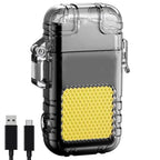 ZYOZ USB Rechargeable Coil Lighter, LED Flashlight & COB Light – Transparent Keychain Torch, Flameless Coil Lighter. Water Resistant, Windproof & Shockproof