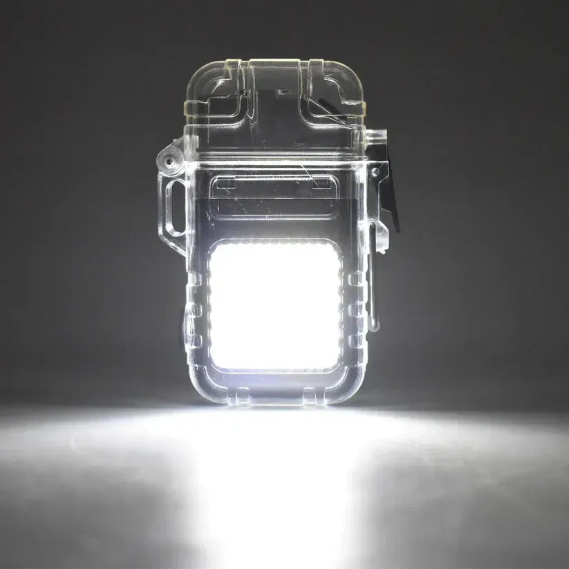 ZYOZ USB Rechargeable Coil Lighter, LED Flashlight & COB Light – Transparent Keychain Torch, Flameless Coil Lighter. Water Resistant, Windproof & Shockproof