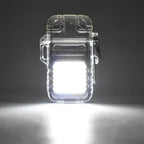 ZYOZ USB Rechargeable Coil Lighter, LED Flashlight & COB Light – Transparent Keychain Torch, Flameless Coil Lighter. Water Resistant, Windproof & Shockproof