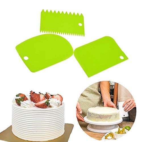 ZYOZ 3 Pcs Cake Scraper Smoother Set, Cake Icing Smoother Tool for Cake Decorating, Plastic Dough Scraper Flexible Bowl Scraper for Baking Secondary image