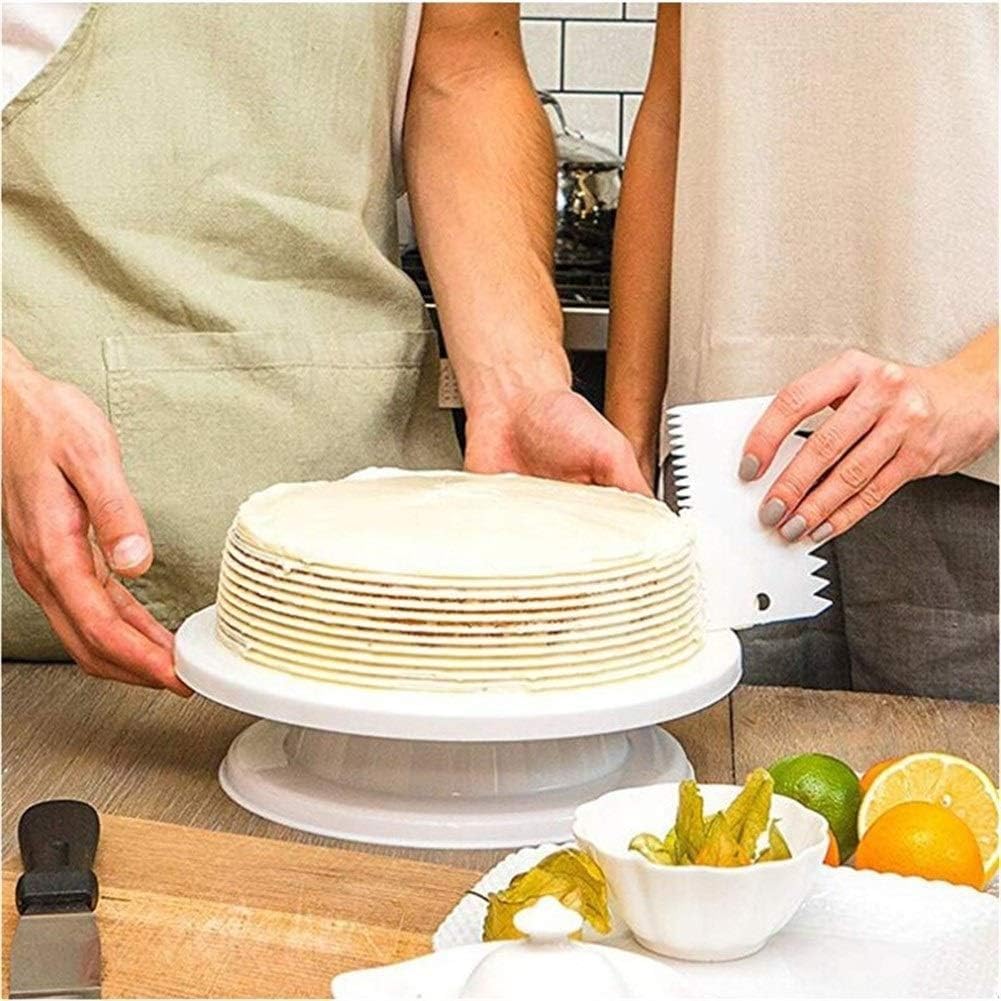 3 Pcs Cake Scraper Smoother Set, Cake Icing Smoother Tool for Cake Decorating, Plastic Dough Scraper Flexible Bowl Scraper for Baking