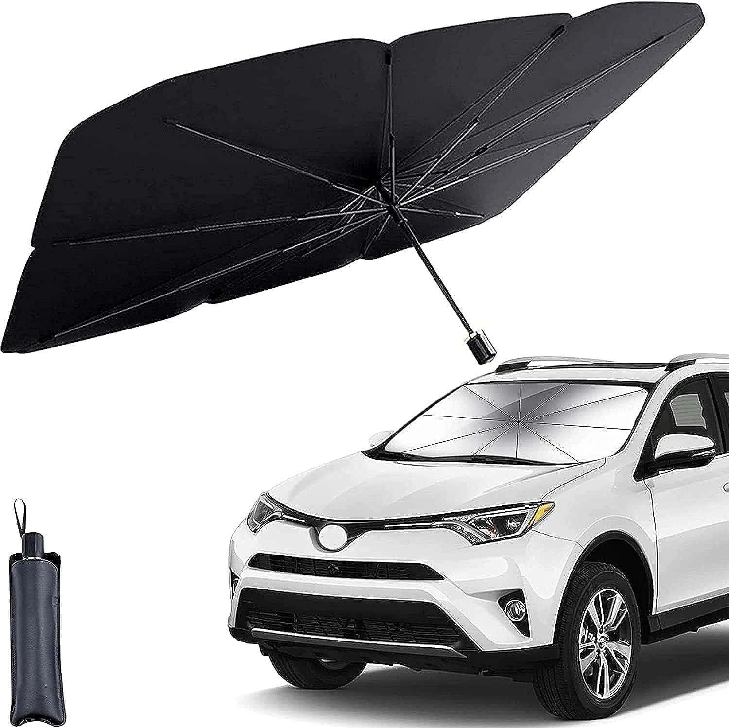 ZYOZ Car Windshield Sun Shade Protector- Fordable Car Shades for Windows, 3 Layers UV Block Umbrella, Front Window Heat Insulation Car Accessories for SUV, Hatchback, Sedan Main image