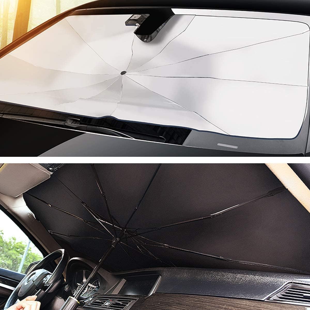 ZYOZ Car Windshield Sun Shade Protector- Fordable Car Shades for Windows, 3 Layers UV Block Umbrella, Front Window Heat Insulation Car Accessories for SUV, Hatchback, Sedan