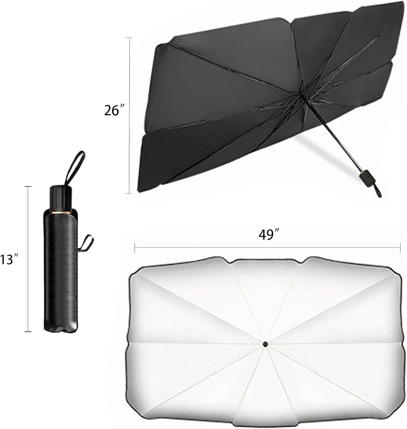 ZYOZ Car Windshield Sun Shade Protector- Fordable Car Shades for Windows, 3 Layers UV Block Umbrella, Front Window Heat Insulation Car Accessories for SUV, Hatchback, Sedan