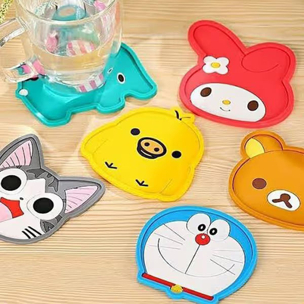 5PCS Silicone Coaster Colorful Animal Coaster Cup Mat for Drinks Durable Non-Slip Hot Pads Protection Furniture Damage for Home and Kitchen Use.(random colour)
