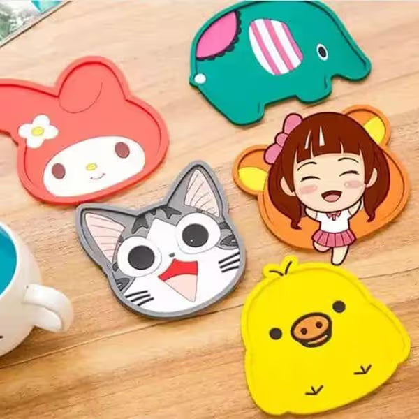 5PCS Silicone Coaster Colorful Animal Coaster Cup Mat for Drinks Durable Non-Slip Hot Pads Protection Furniture Damage for Home and Kitchen Use.(random colour)