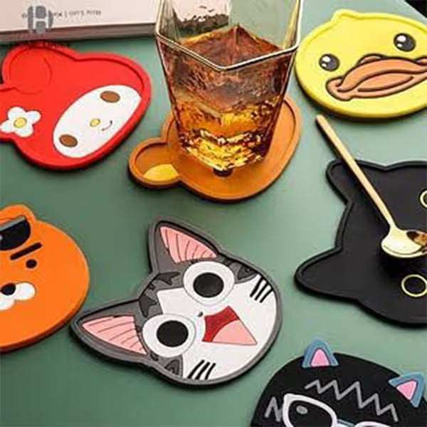 5PCS Silicone Coaster Colorful Animal Coaster Cup Mat for Drinks Durable Non-Slip Hot Pads Protection Furniture Damage for Home and Kitchen Use.(random colour)