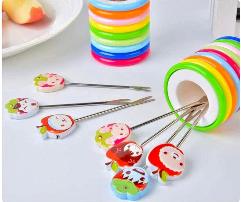 ZYOZ Star Cartoon Shape Fruit Forks Set | for Kids Color Rings Stand | Suitable for Fruit-Salad | (4 INCH, Multicolour - 1 Pack Contains - 8 Sticks) Secondary image
