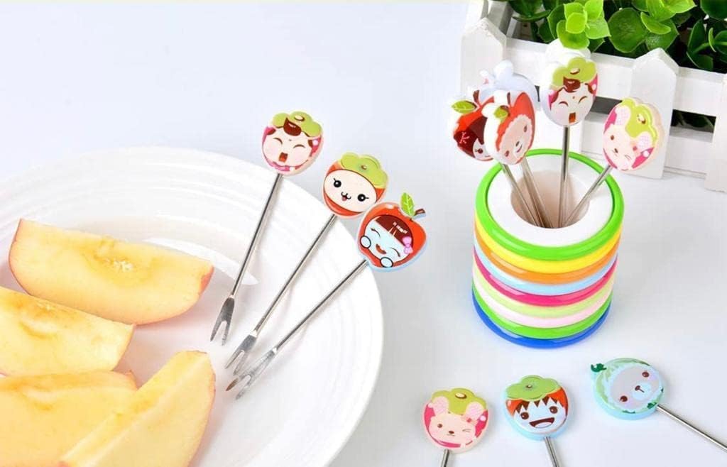 ZYOZ Star Cartoon Shape Fruit Forks Set | for Kids Color Rings Stand | Suitable for Fruit-Salad | (4 INCH, Multicolour - 1 Pack Contains - 8 Sticks) Main image