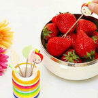 Star Cartoon Shape Fruit Forks Set | for Kids Color Rings Stand | Suitable for Fruit-Salad | (4 INCH, Multicolour - 1 Pack Contains - 8 Sticks)