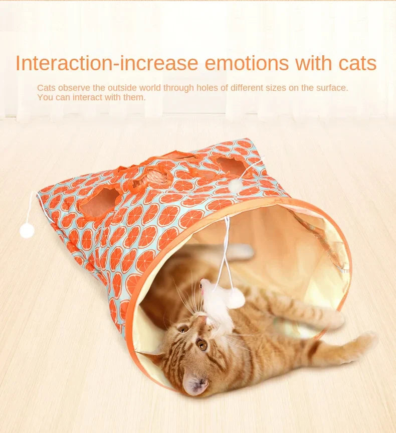 Foldable Interactive Cat Drill Bag Tube Tunnel Bored Cat Pet Toys for Kitten (random colour)