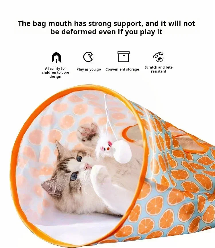 Foldable Interactive Cat Drill Bag Tube Tunnel Bored Cat Pet Toys for Kitten (random colour)