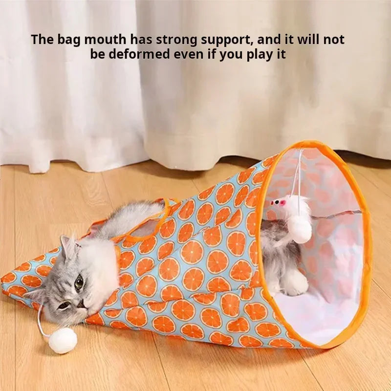 Foldable Interactive Cat Drill Bag Tube Tunnel Bored Cat Pet Toys for Kitten (random colour)