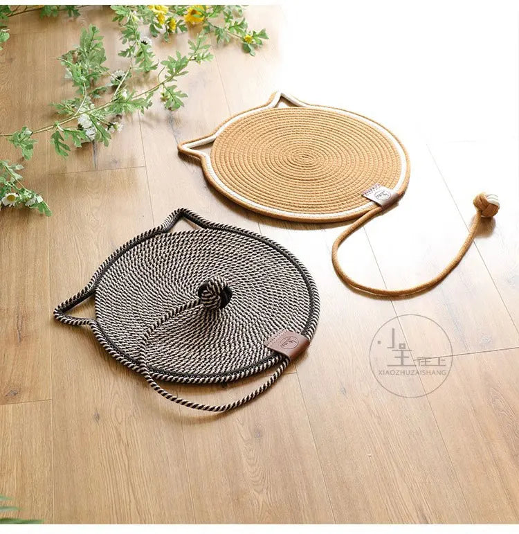 Cat Scratcher Mat – Natural Cotton Rope, Double-Sided Durable Round Cat Scratch Pad, Wall & Floor Furniture Protector for Indoor Cats, Sofa, Couch, Carpet – Small Size 51cm