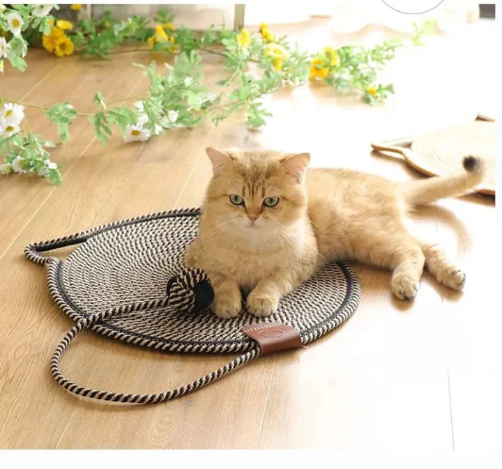 Cat Scratcher Mat – Natural Cotton Rope, Double-Sided Durable Round Cat Scratch Pad, Wall & Floor Furniture Protector for Indoor Cats, Sofa, Couch, Carpet – Small Size 51cm