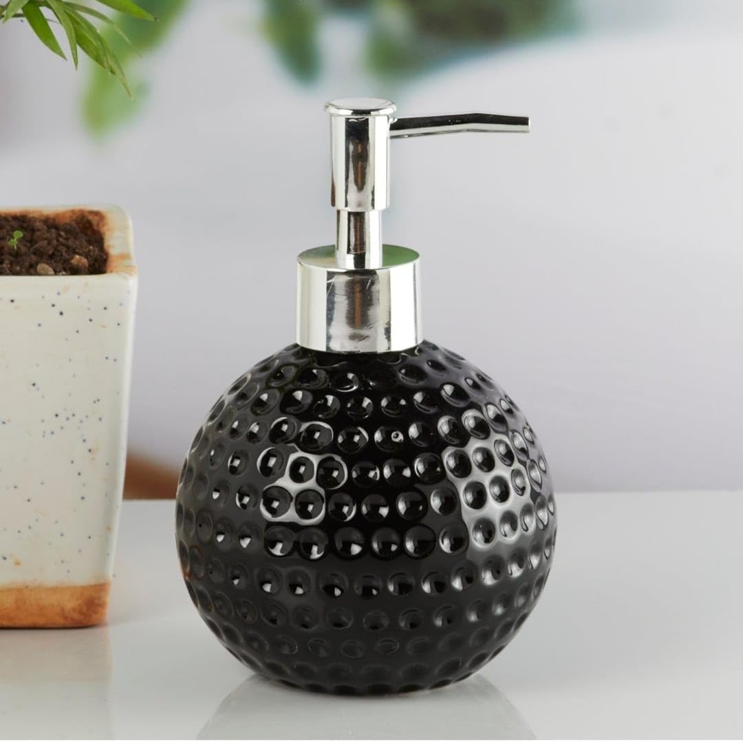 Ceramic 250 ml Dots Carved Liquid Soap Dispenser Pack of 1