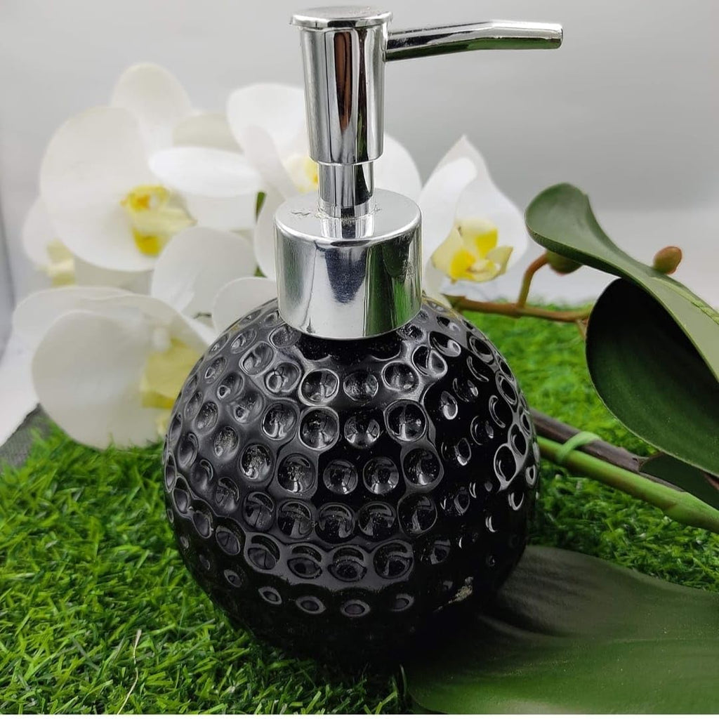 Ceramic 250 ml Dots Carved Liquid Soap Dispenser Pack of 1