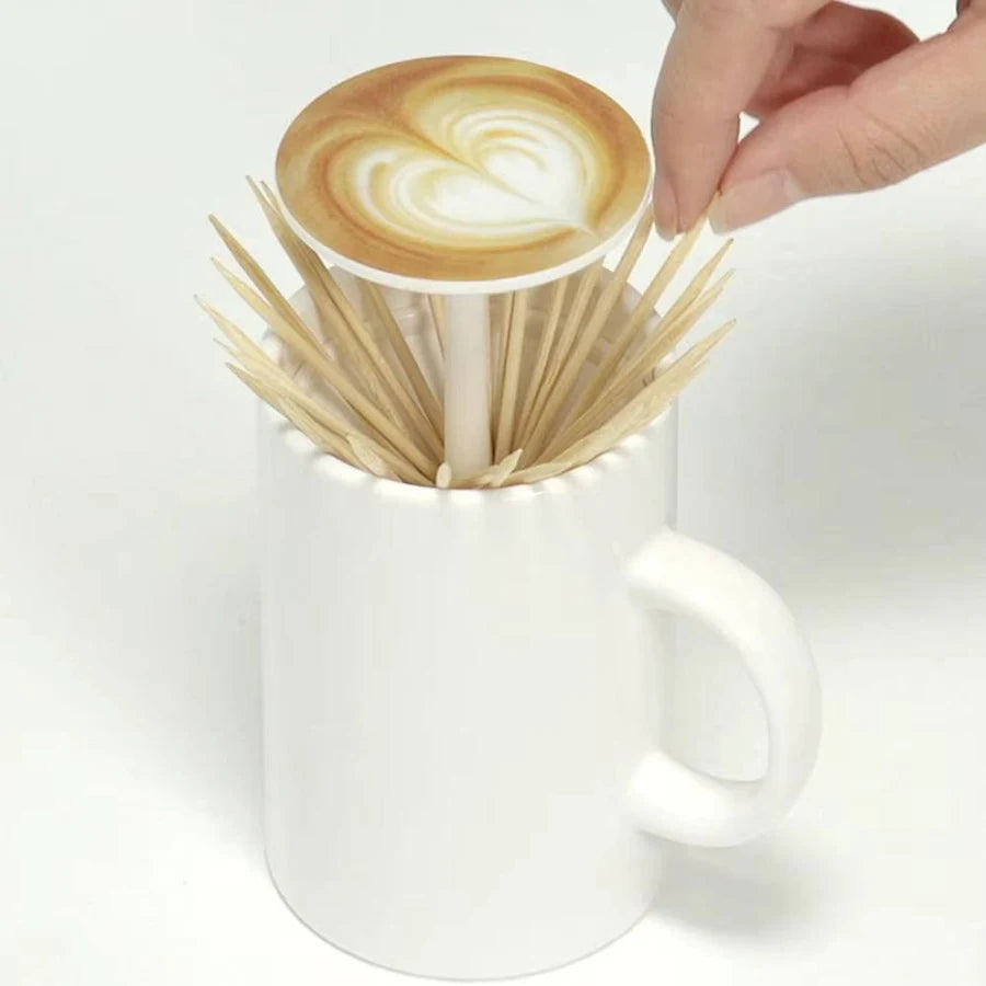 Automatic Coffee Cup Shaped Toothpick Dispenser | Retractable Automatic Toothpick Holder | Auto Toothpick Dispenser Table Accessories – 1pc