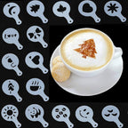 First Try 16 Pack Barista Coffee Stencils Latte Art Stencils Cappuccino Templates For Coffee Decorating, Cookie Icing, Cake, Cupcake Decor | Food Grade Pp, Various Patterns