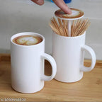 ZYOZ Coffee Cup Toothpick Dispenser – Premium Automatic Pop-Up Toothpick Holder with Latte Art Lid | Novelty Desktop Toothpick Storage Organizer for Coffee Bar Decor, Dining Table & Kitchen Gadgets (White)