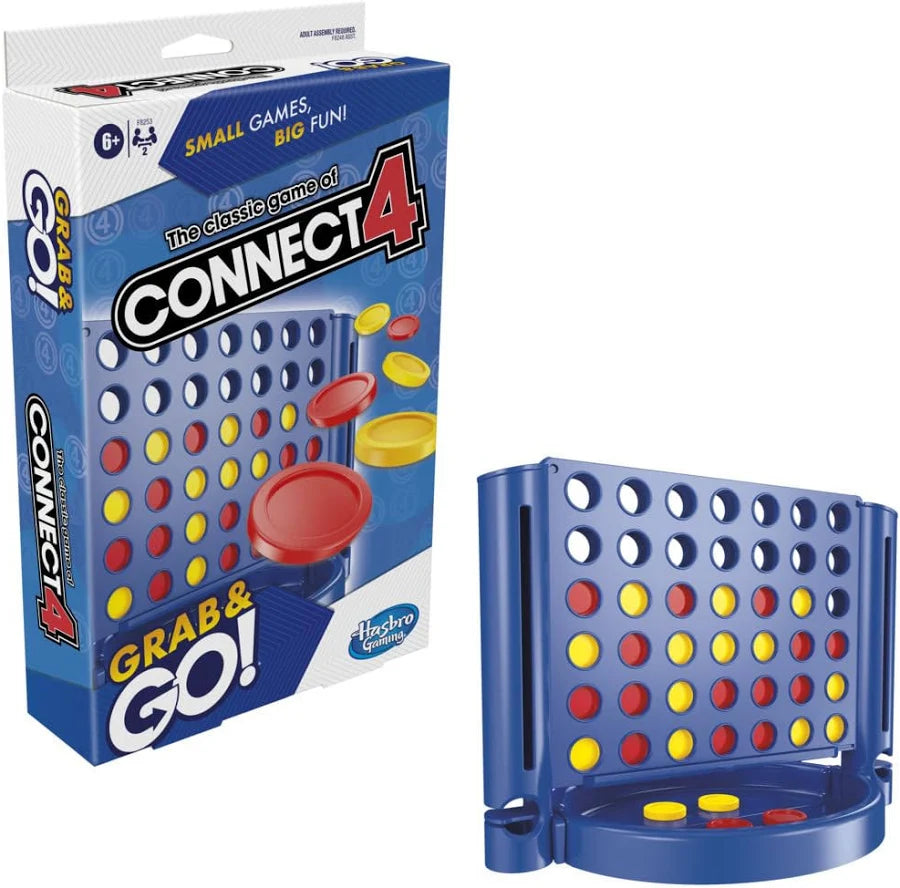 Connect 4 Grab and Go Game for Kids Ages 6 and Up, Portable Game for 2 Players, Travel Game for Kids