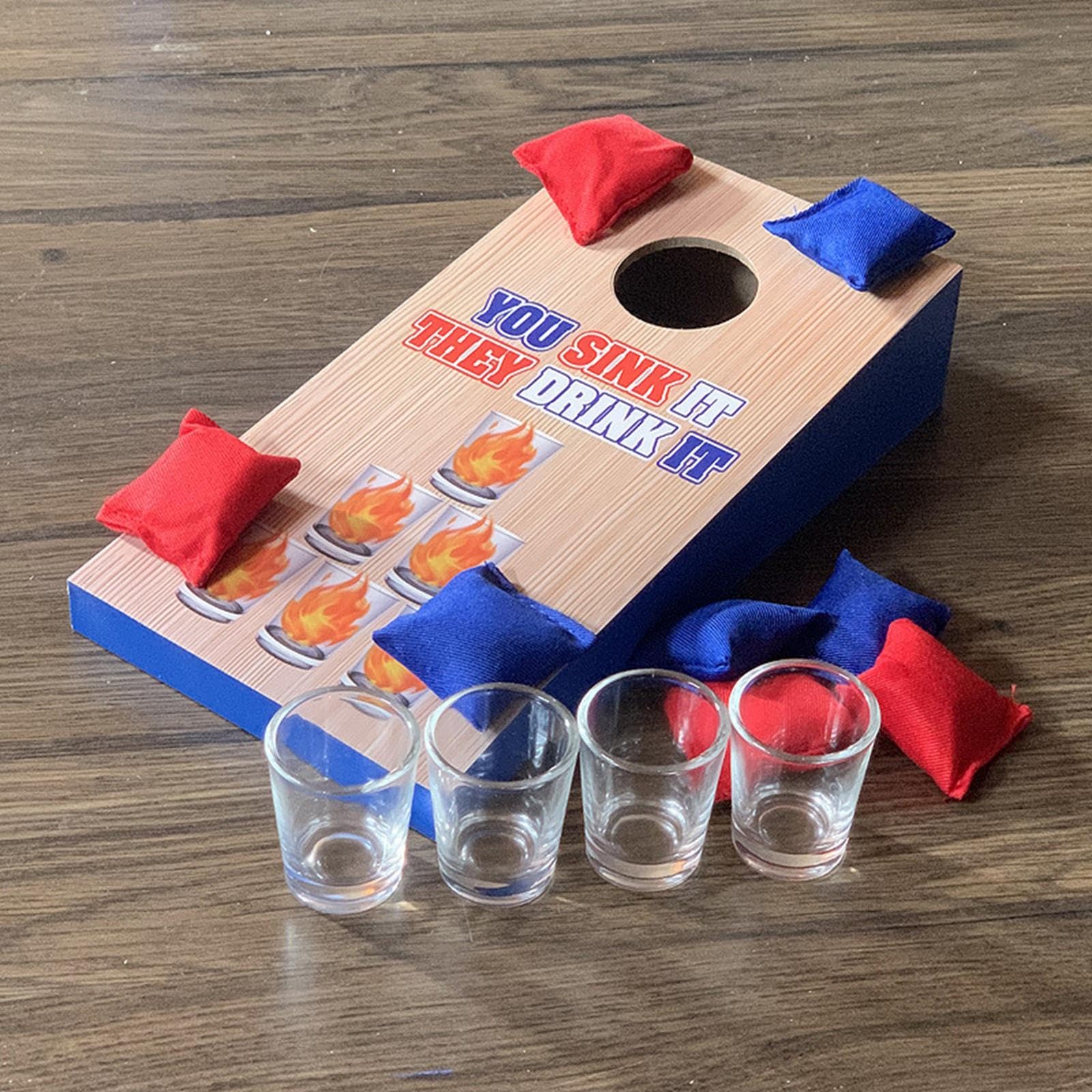 ZYOZ Cornhole Toss Throwing Sandbag Toys Portable Wood Indoor Party Drinking Game Secondary image
