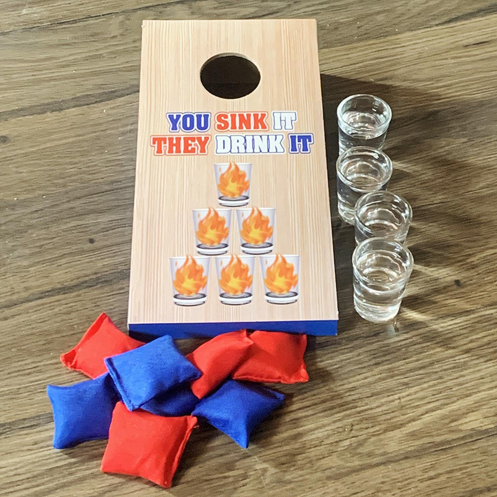 Cornhole Toss Throwing Sandbag Toys Portable Wood Indoor Party Drinking Game