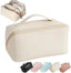 ZYOZ Large Capacity Travel Cosmetic Bag With Handle And Divider - Multifunctional Makeup Bag For Easy Access, Waterproof- (Cream), 10 cm