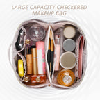 Large Capacity Travel Cosmetic Bag With Handle And Divider - Multifunctional Makeup Bag For Easy Access, Waterproof- (Cream), 10 cm