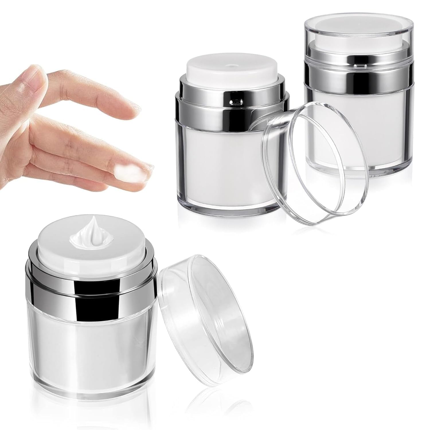 ZYOZ  Airless Pump Jars | Refillable Cosmetic Cream Containers | Leak-Proof Vacuum Pump Bottles for Moisturizer, Lotion, Gel & Makeup | Jars for Travel & Skincare Main image