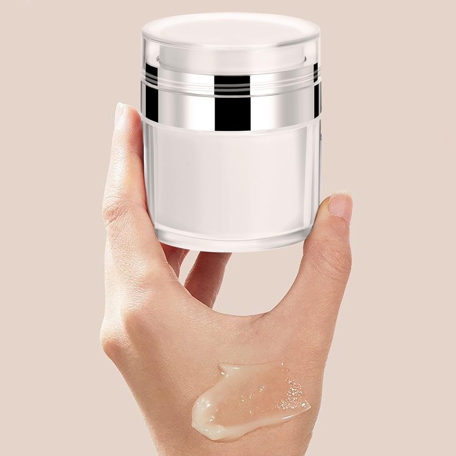 0ML Airless Pump Jars | Refillable Cosmetic Cream Containers | Leak-Proof Vacuum Pump Bottles for Moisturizer, Lotion, Gel & Makeup | Jars for Travel & Skincare