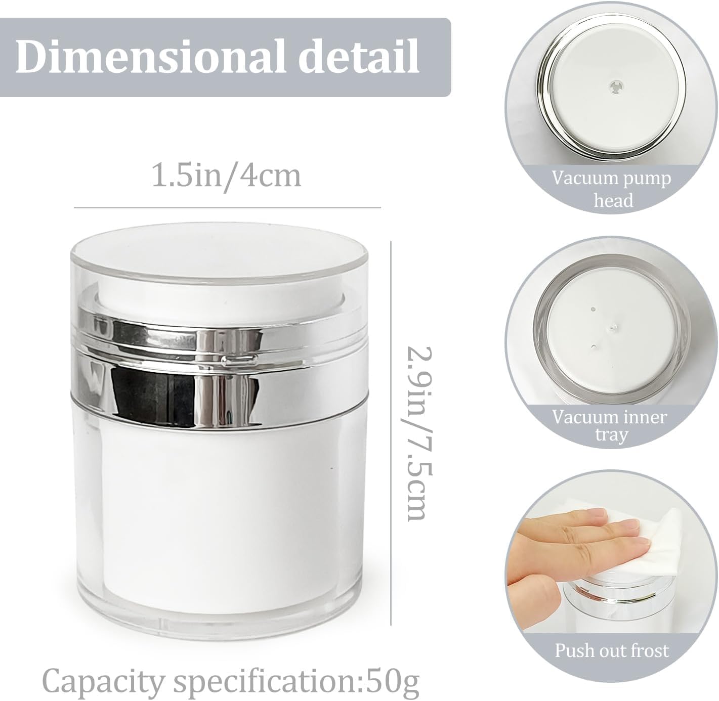 0ML Airless Pump Jars | Refillable Cosmetic Cream Containers | Leak-Proof Vacuum Pump Bottles for Moisturizer, Lotion, Gel & Makeup | Jars for Travel & Skincare