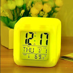 7 Color Changing Led Digital Alarm Clock with Date Time, Multicolor