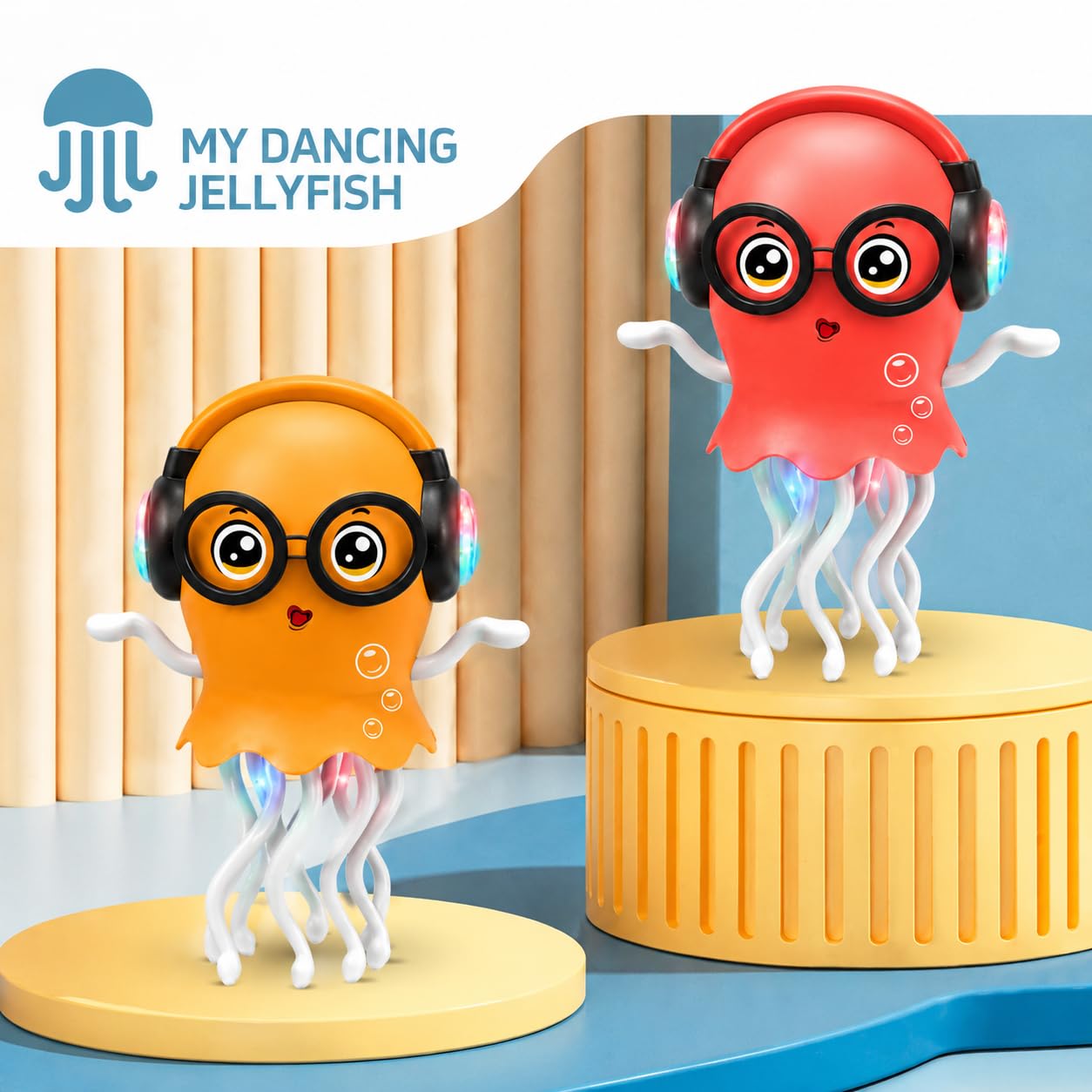 Dancing Jellyfish Baby Toy, Electric Crawling Jellyfish Toy, Crawling Toy with Light and Sound - Interactive Tummy Time Toys for Boys Girls Birthday Gift (random colour)