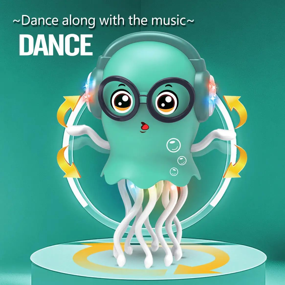 Dancing Jellyfish Baby Toy, Electric Crawling Jellyfish Toy, Crawling Toy with Light and Sound - Interactive Tummy Time Toys for Boys Girls Birthday Gift (random colour)