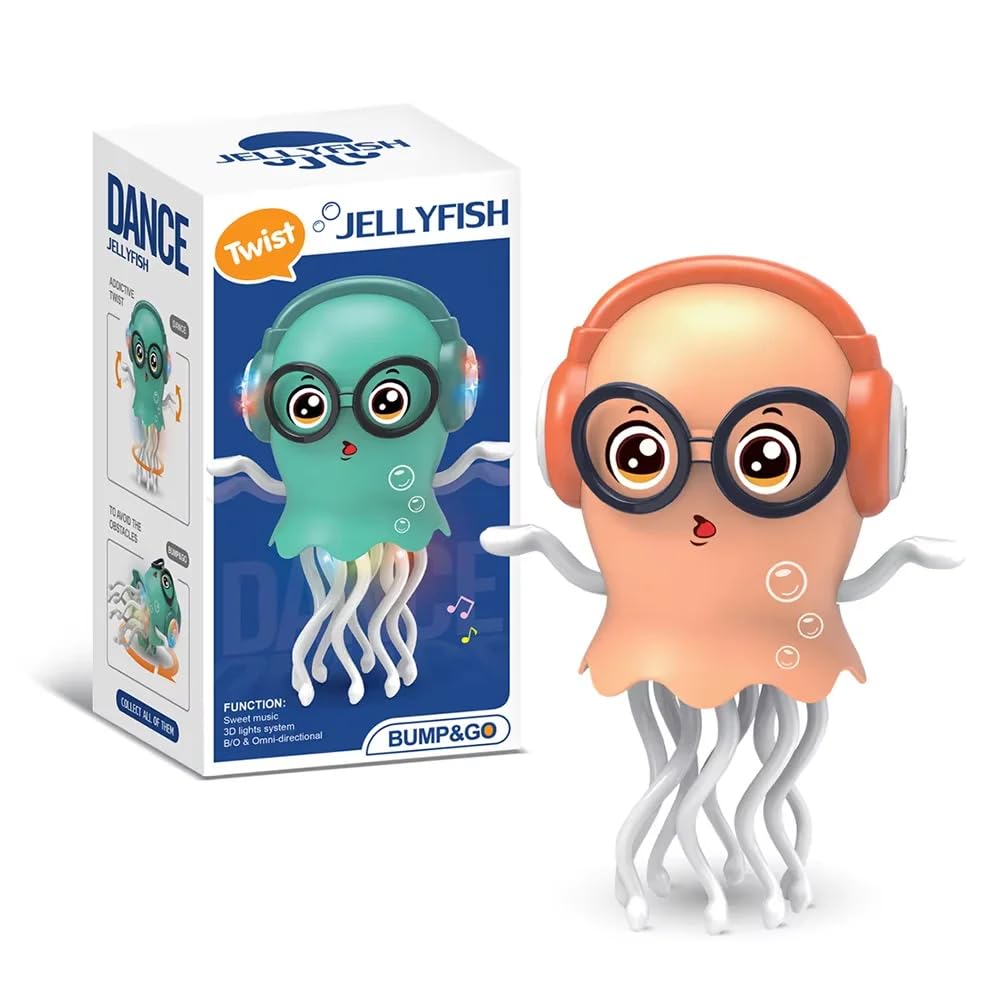 ZYOZ Dancing Jellyfish Baby Toy, Electric Crawling Jellyfish Toy, Crawling Toy with Light and Sound - Interactive Tummy Time Toys for Boys Girls Birthday Gift (random colour) Main image