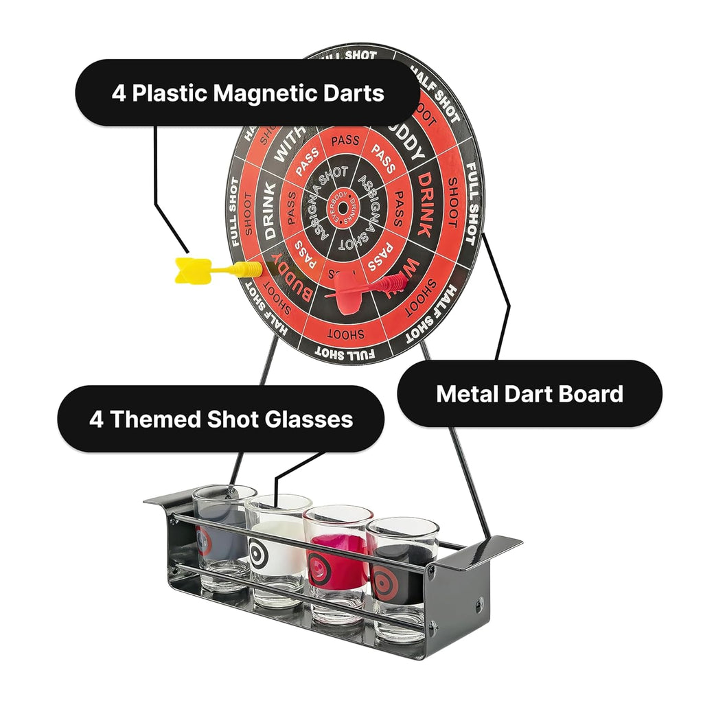 MINI Darts Drinking Game - Black - Energize Your Parties with Magnetic Darts & Shots Fun!