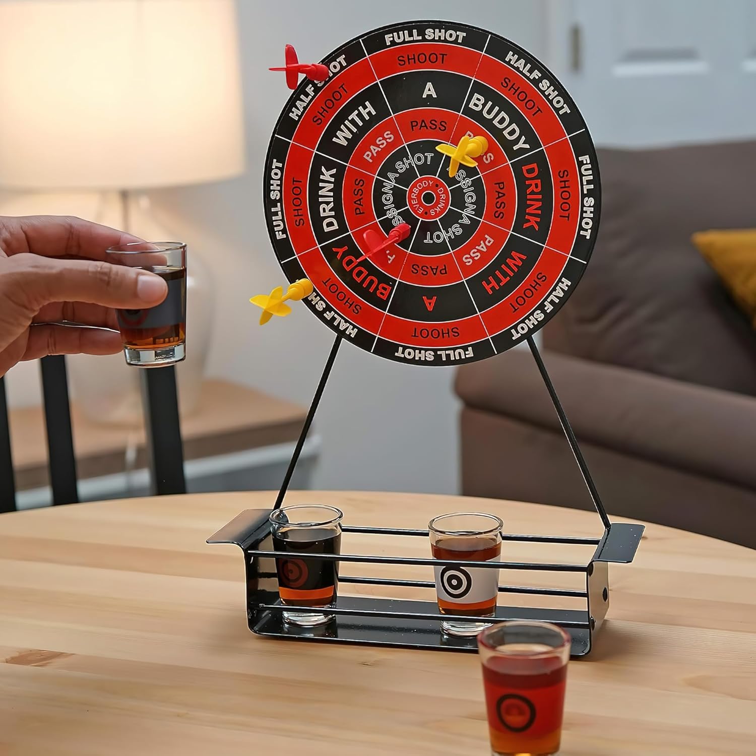 MINI Darts Drinking Game - Black - Energize Your Parties with Magnetic Darts & Shots Fun!