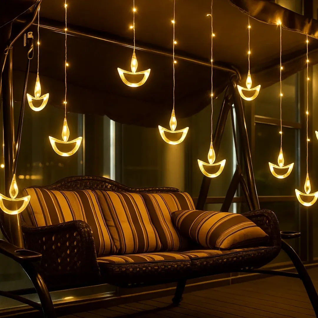 ZYOZ Diya Curtain Lights | Warm White LED | Diwali Decoration Main image