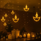 Diya Curtain Lights | Warm White LED | Diwali Decoration