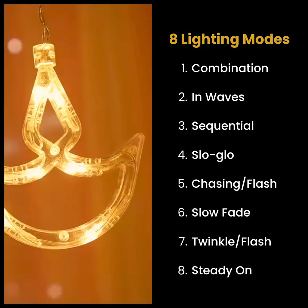 Diya Curtain Lights | Warm White LED | Diwali Decoration