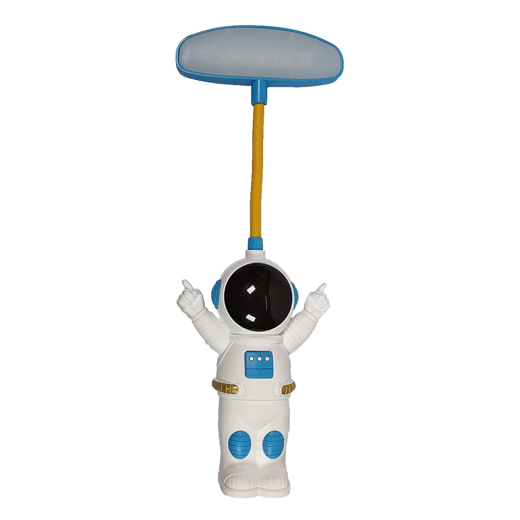 Astronaut Rechargeable PVC Plastic Table Top Desk Led Lamp with Space Rocket Pencil Sharpener for Home, Office, School and Travel Pack of 01