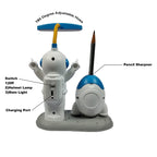 Astronaut Rechargeable PVC Plastic Table Top Desk Led Lamp with Space Rocket Pencil Sharpener for Home, Office, School and Travel Pack of 01