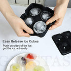 Diamond Ice Cube Mold – Reusable Silicone Ice Tray with 4 Diamond Cavities, Easy Release Whiskey Ice Maker with Funnel for Cocktails & Drinks Black 1pc