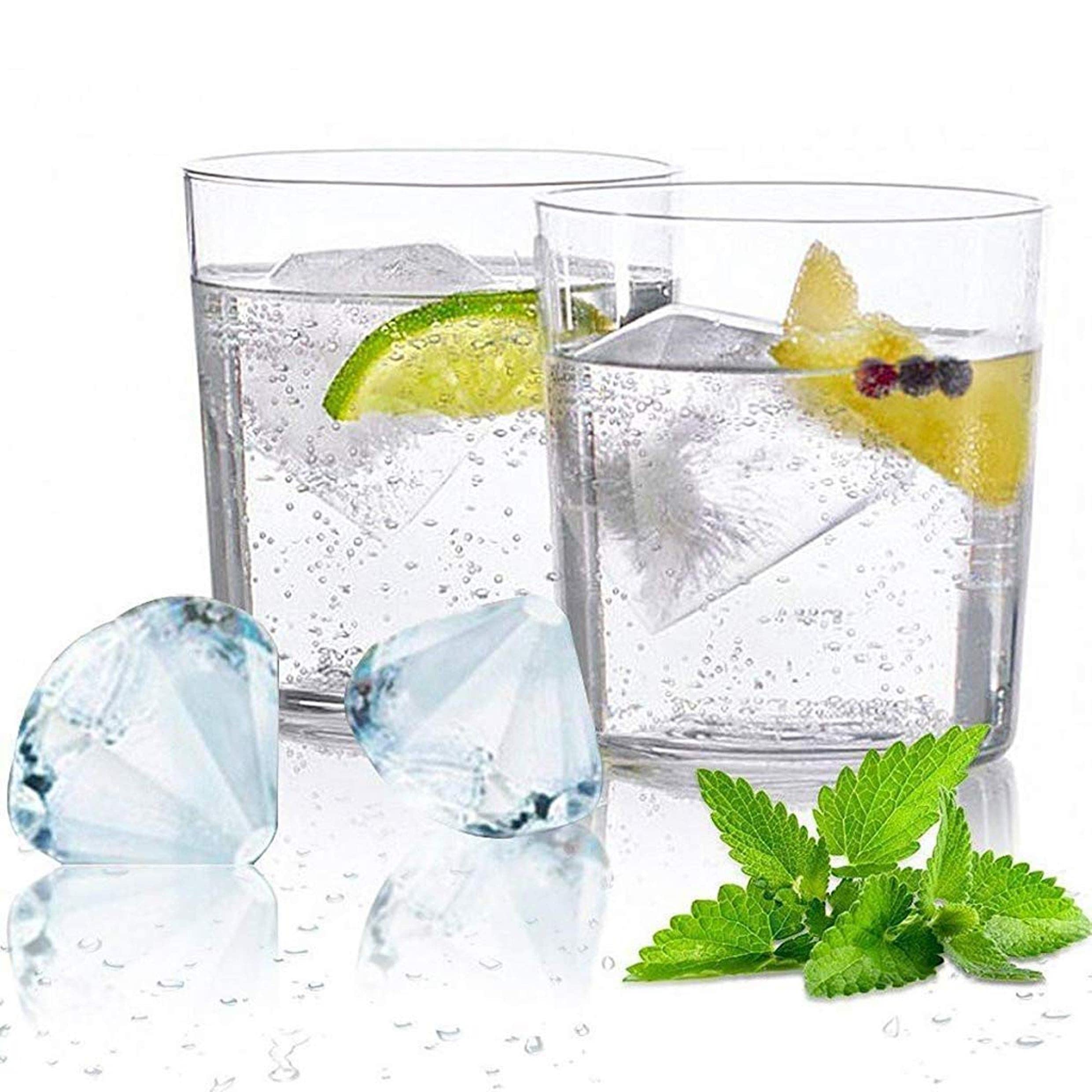 Diamond Ice Cube Mold – Reusable Silicone Ice Tray with 4 Diamond Cavities, Easy Release Whiskey Ice Maker with Funnel for Cocktails & Drinks Black 1pc