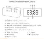 Smart LED Mirror Alarm Clock for Table, Smart Alarm Clock for Heavy Sleepers & Students, Sensor Date Temperature Display, Night Clock for Bedroom