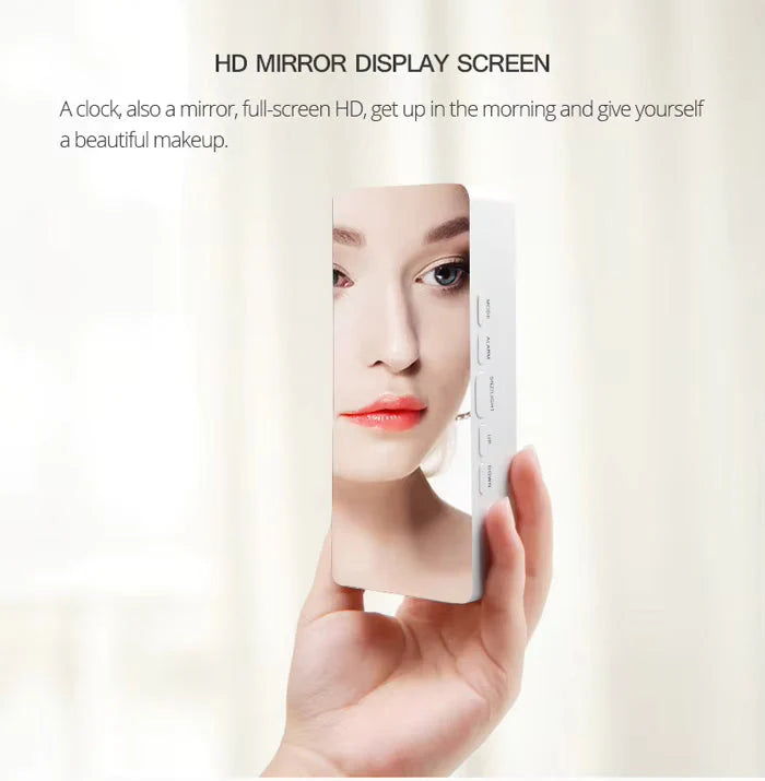 Smart LED Mirror Alarm Clock for Table, Smart Alarm Clock for Heavy Sleepers & Students, Sensor Date Temperature Display, Night Clock for Bedroom