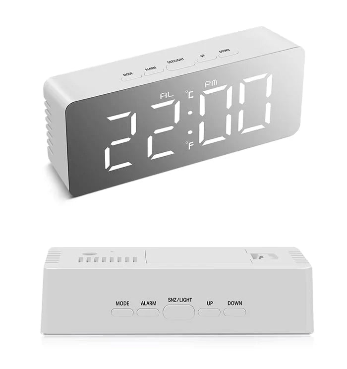 Smart LED Mirror Alarm Clock for Table, Smart Alarm Clock for Heavy Sleepers & Students, Sensor Date Temperature Display, Night Clock for Bedroom Secondary image